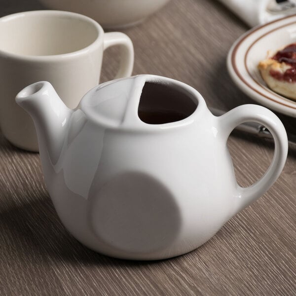Tuxton BWT-1601 16 oz. Porcelain White Lidless China Tea Pot - 12/Case