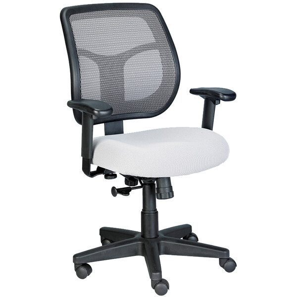Eurotech Seating MT9400-5882 Apollo Silver Dove Fabric / Mesh Mid Back Swivel Tilt Office Chair