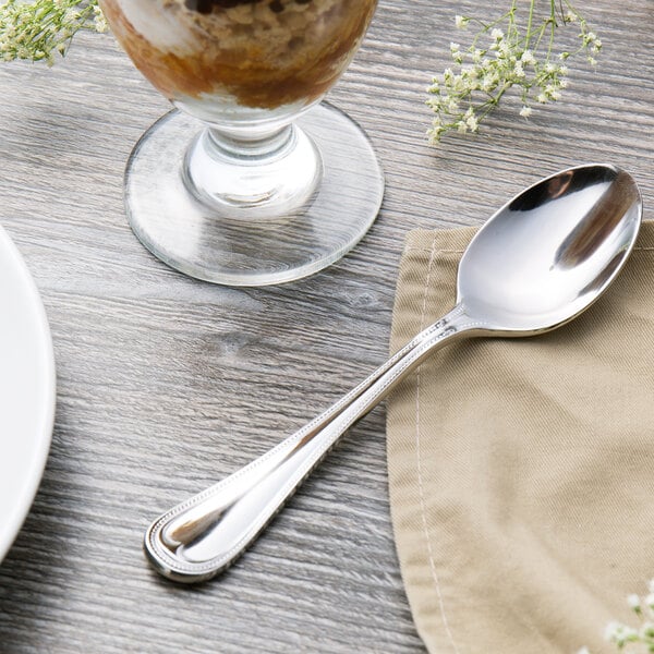Reed & Barton RB112-002 Chestnut Hill 6 5/8" 18/10 Stainless Steel Extra Heavy Weight Dessert Spoon - 12/Case