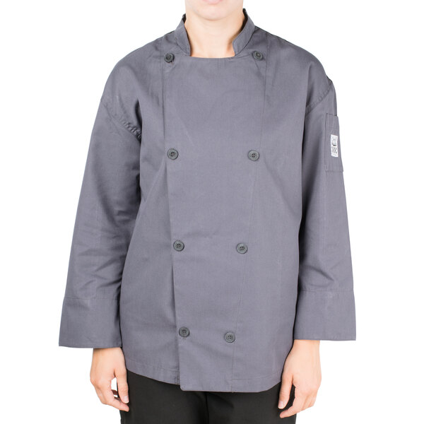 Chef Revival Silver J200 Unisex Gray Performance Long Sleeve Chef Jacket with Mesh Back