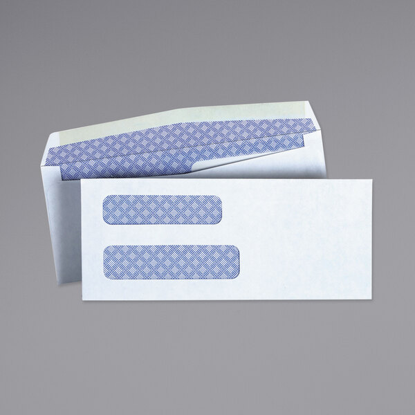 Two Universal white business envelopes with double windows.
