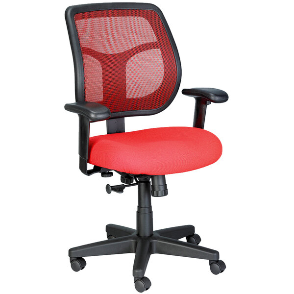 Eurotech Seating MT9400-5876 Apollo Red Dove Fabric / Mesh Mid Back Swivel Tilt Office Chair