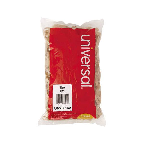 A plastic bag of beige Universal rubber bands.