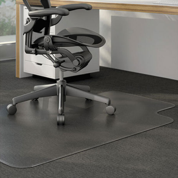 Universal ALEMAT4553CLPL 53" x 45" Clear Cleated Low Pile Carpet Office Chair Mat with 25" x 15" Lip