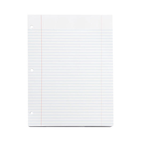 Universal UNV20911 8 1/2" x 11" White Pack of College Rule Lined Filler Paper- 100 Sheets