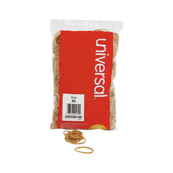 Universal UNV00130 2" x 1/8" Beige #30 Rubber Band, 1 lb. - 1100/Bag