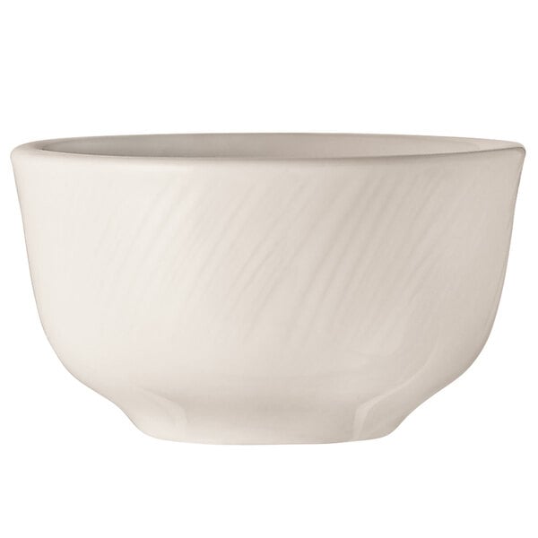 A white Libbey porcelain bouillon bowl with a thin rim.