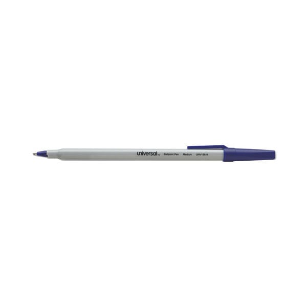 Universal 15614 Economy Blue Ink with Gray Barrel 1mm Oil-Based Ballpoint Stick Pen - 60/Pack