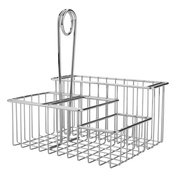G.E.T. 4-21696 Chrome Metal Four Compartment Condiment Caddy Metal Table Caddies Collection
