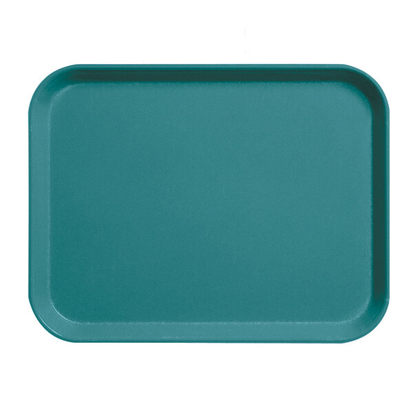 A rectangular steel blue Cambro tray with a white border.