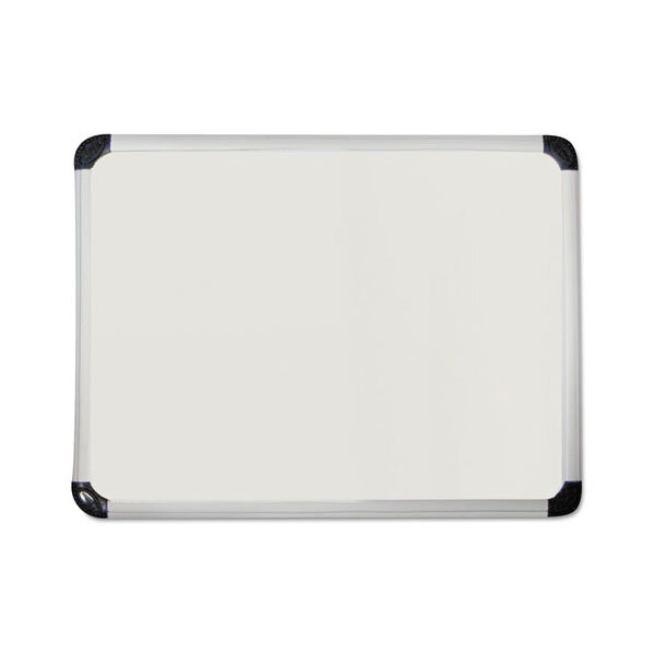 A white Universal porcelain magnetic dry-erase board with black corners.