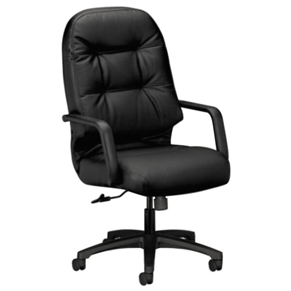 HON 2091SR11T Pillow-Soft Series Black Leather High-Back Swivel Office Chair