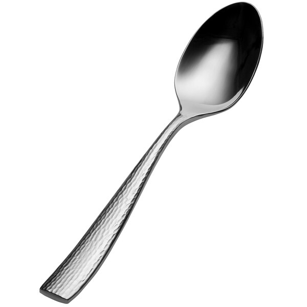 A Bon Chef stainless steel soup spoon with a silver handle.