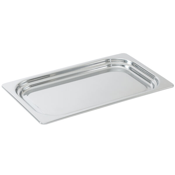 A Vollrath stainless steel steam table food pan with a mirror finish on a white background.