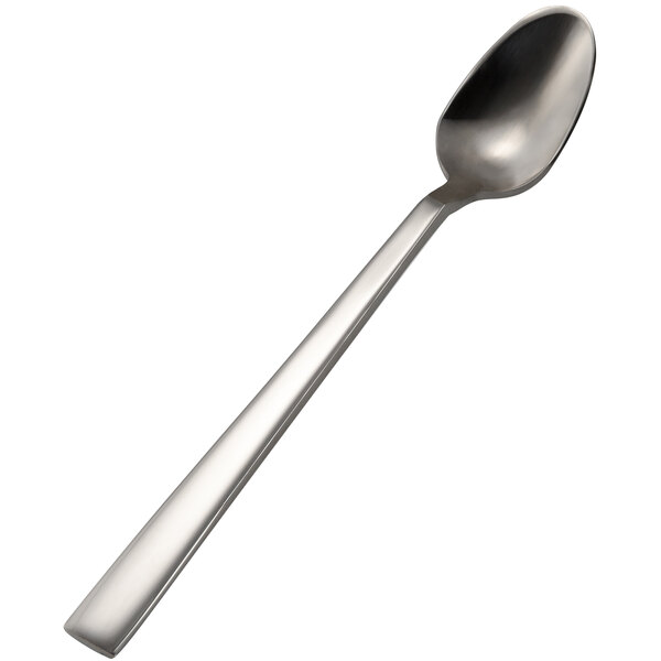 A Bon Chef stainless steel spoon with a silver handle on a white background.