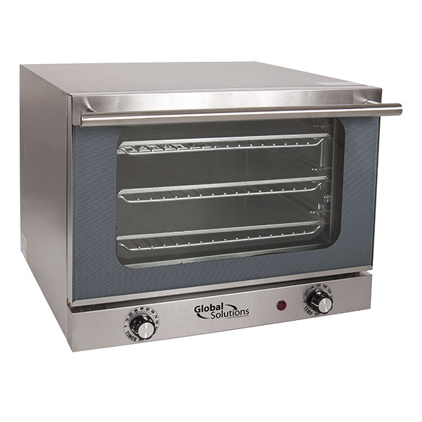 A stainless steel Nemco countertop convection oven with a glass door.