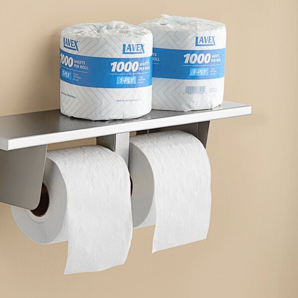 Lavex 3 "x 4" Individually-Wrapped 1-Ply Standard 1000 Sheet Toilet Paper Roll - 96/Case