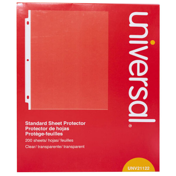 Universal UNV21122 8 1/2" x 11" Clear Standard Weight Sheet Protector, Letter   - 200/Box