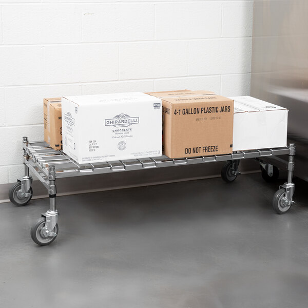 Regency 24" x 48" Heavy-Duty Mobile Chrome Dunnage Rack with Mat