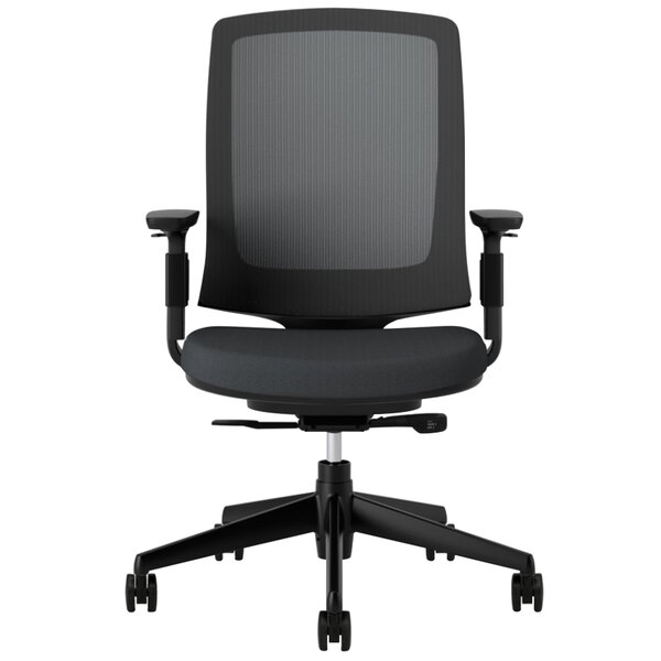 HON 2281VA10T Lota Series Black Mesh / Fabric MidBack Swivel Office Chair