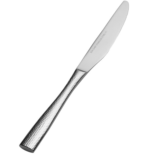A Bon Chef stainless steel knife with a textured silver handle.