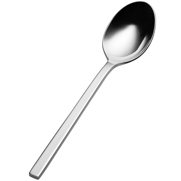 A Bon Chef stainless steel serving spoon with a silver handle.