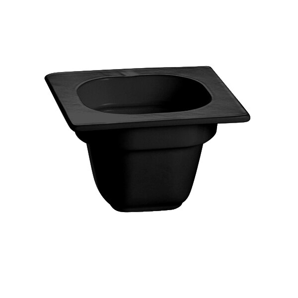 A black square food pan with a lid on a white background.