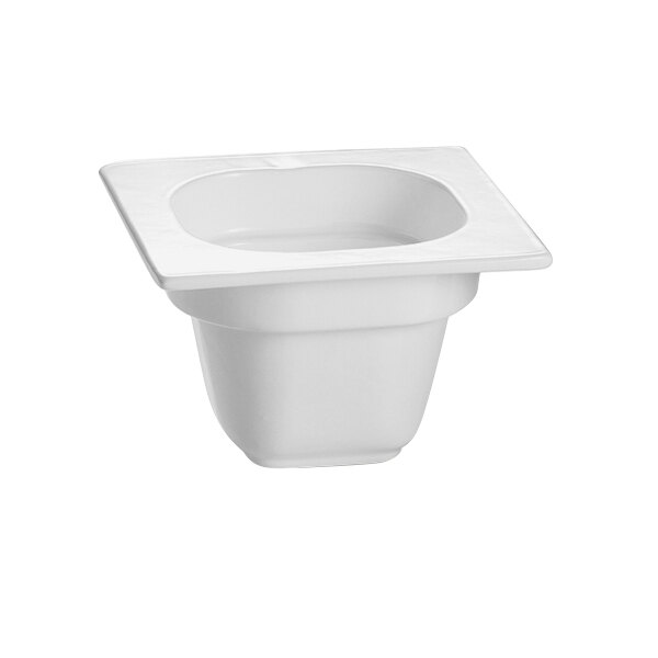 A white square container with a square top.