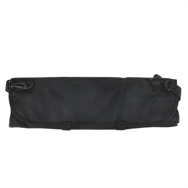 A black nylon Dexter-Russell cutlery roll with a zipper.