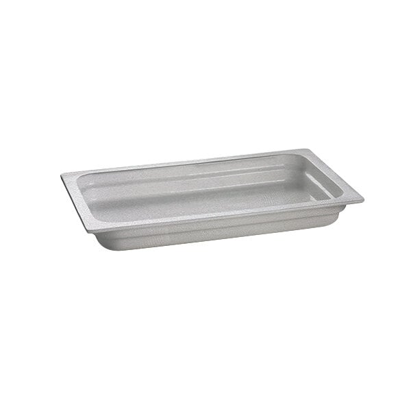A Tablecraft natural aluminum food pan with a lid on it.