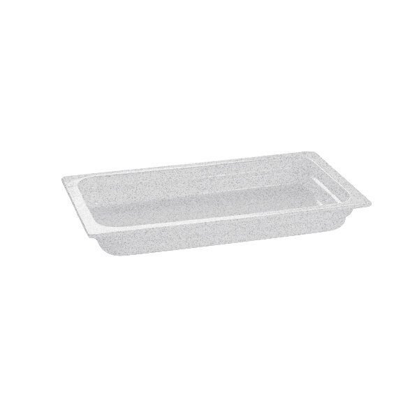 A granite rectangular food pan.