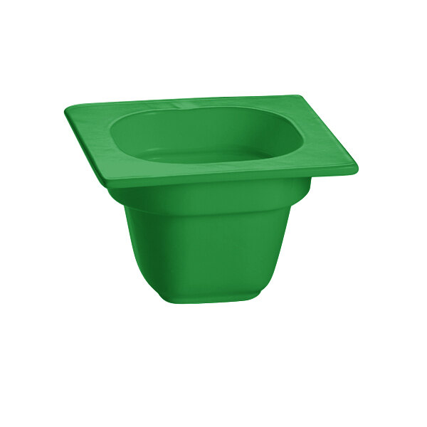 A green square container with a lid.