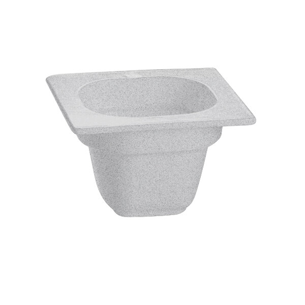 A granite square food pan with a square top.