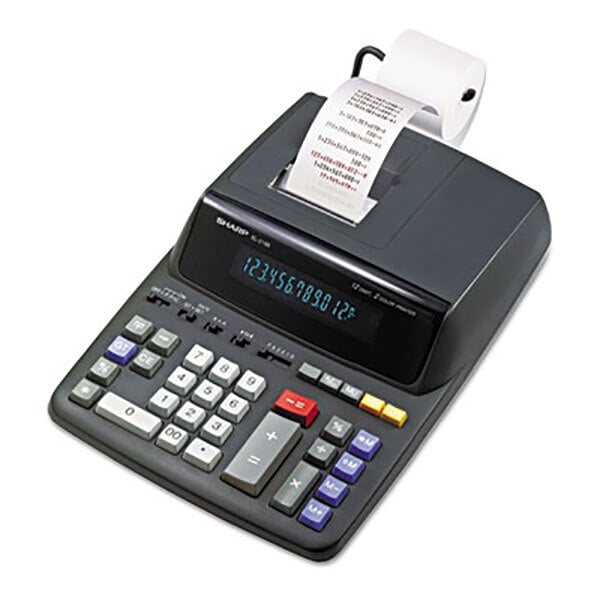 12-Digit Fluorescent SHARP VX2652H Two-Color Printing Calculator Black/Red 