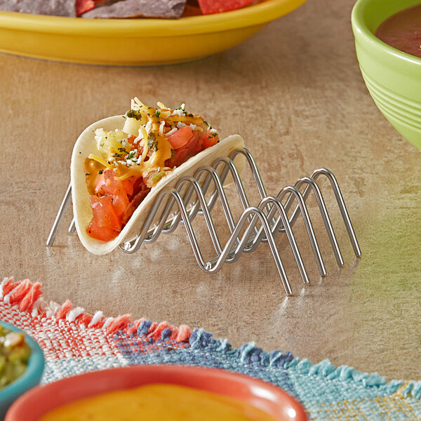 Clipper Mill by GET 481823 Specialty Servingware 4" x 2" Stainless Steel Taco Holder with 2 or