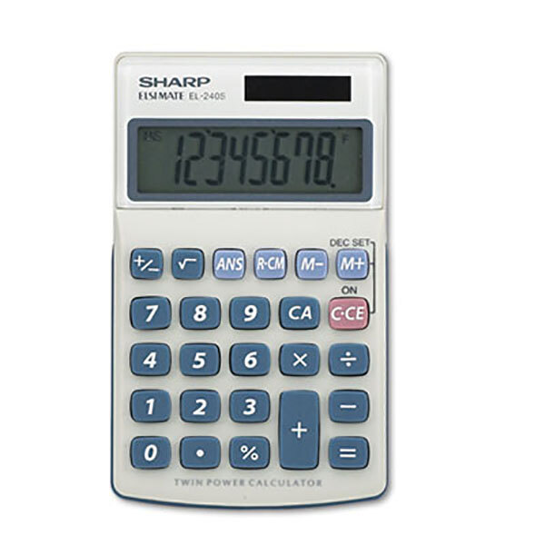 Sharp EL240SAB 8-Digit LCD Solar Battery Powered Handheld Business Calculator