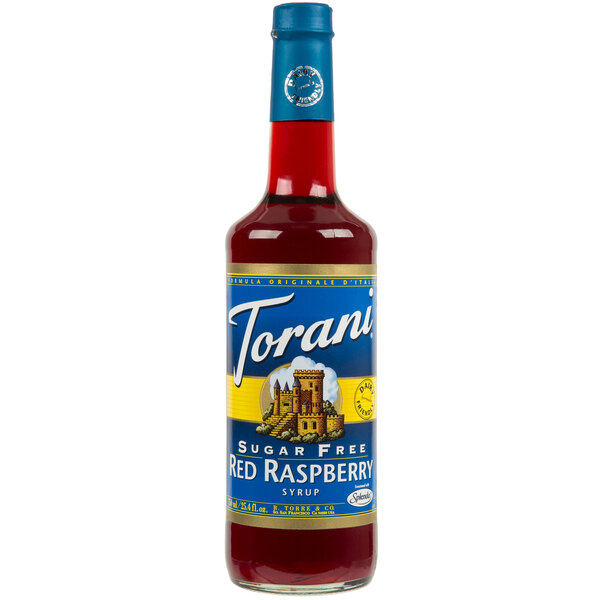 Torani 750 mL Sugar Free Red Raspberry Flavoring Syrup