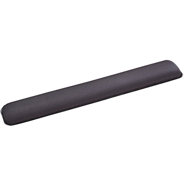 A long black rectangular Fellowes gel wrist rest.