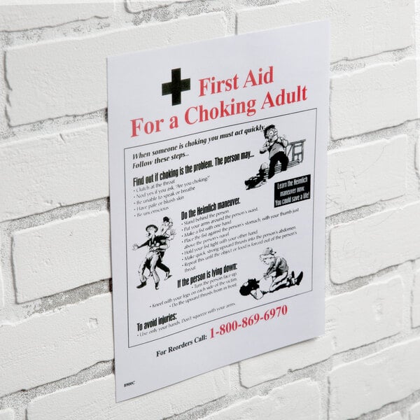 9"x12" FREE SHIPPING EMERGENCY CARE FOR CHOKING..First Aid Heimlich metal sign 