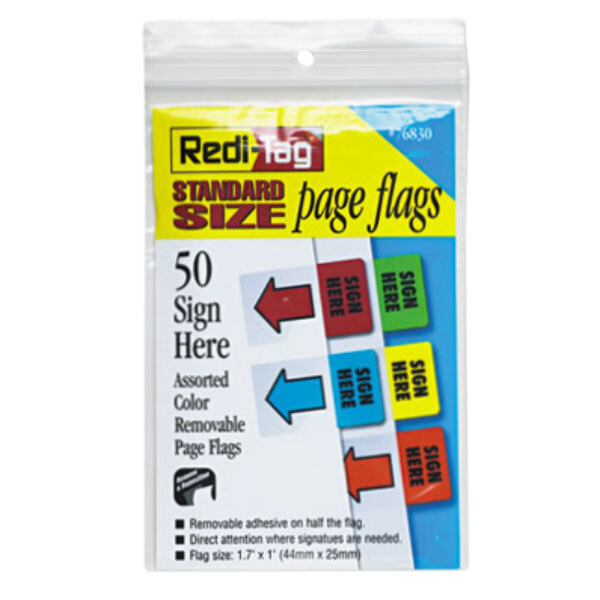 A package of Redi-Tag "Sign Here" page flags in assorted colors.