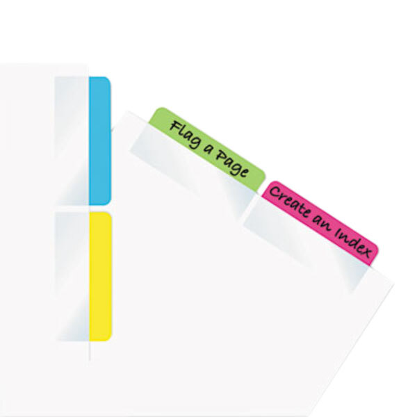 A white folder with Redi-Tag Write-On index tabs in green and pink.