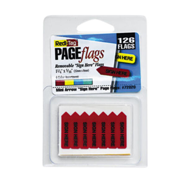 Redi-Tag 72020 Mini Assorted Color 1 1/4" x 5/16" "Sign Here" Arrow Page Flag   - 126/Pack