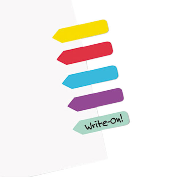 A stack of Redi-Tag Mini arrow page flags in assorted colors on a white surface.
