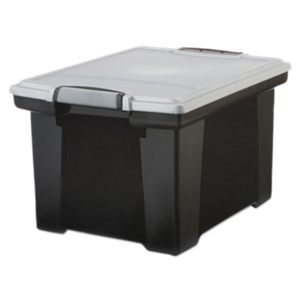 Storex 61543U01C Black Plastic Portable Letter / Legal File Storage Box