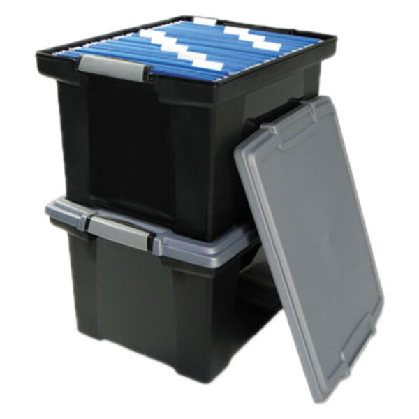 Storex 61543U01C Black Plastic Portable Letter / Legal File Storage Box