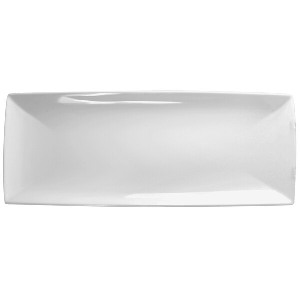 A white rectangular melamine tray.