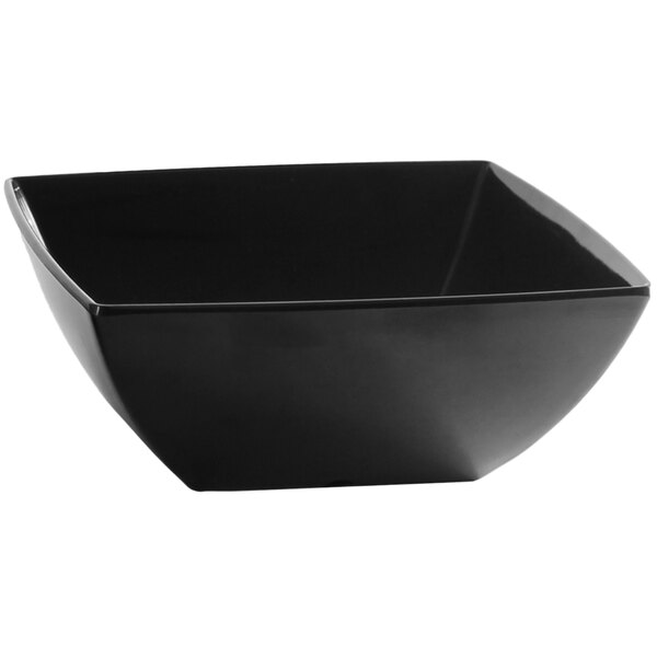 A black square Thunder Group melamine bowl.