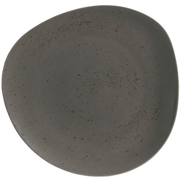A Schonwald dark gray porcelain plate with speckled specks.