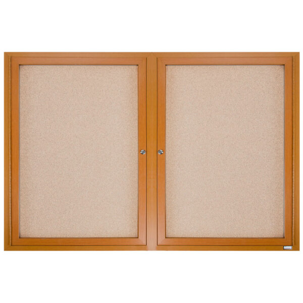 Aarco OBC3660R 36" x 30" Enclosed Indoor Hinged Locking 2 Door Bulletin