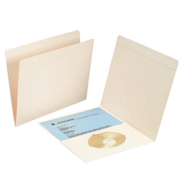 A white Smead file folder with a CD in a media pocket.